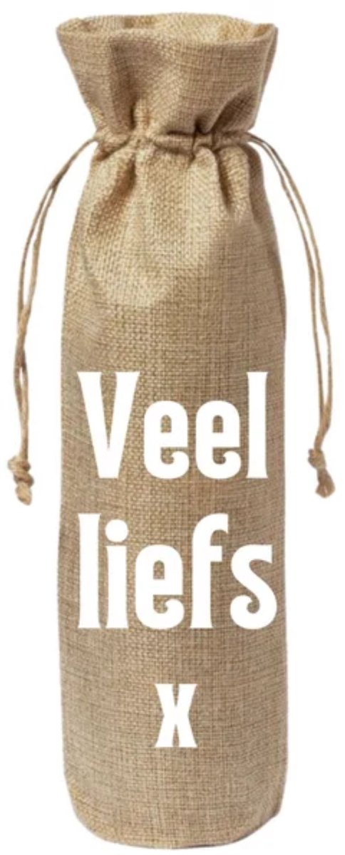 Cadeauverpakking wijnfles - Veel liefs X - Verjaardag - Liefde - Vriendinnen - Vrienden - Moederdag - Vaderdag - Wijncadeau - Jute - Wijntas - Geschenkzak - Wijnzak