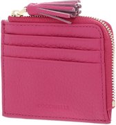 Portacarte Di Credito Coccinelle Con Nappina - Tassel Credit Card Holder New Fucsia, 6 Scomparti + Zip, Pelle Vero, Regalo Elegante