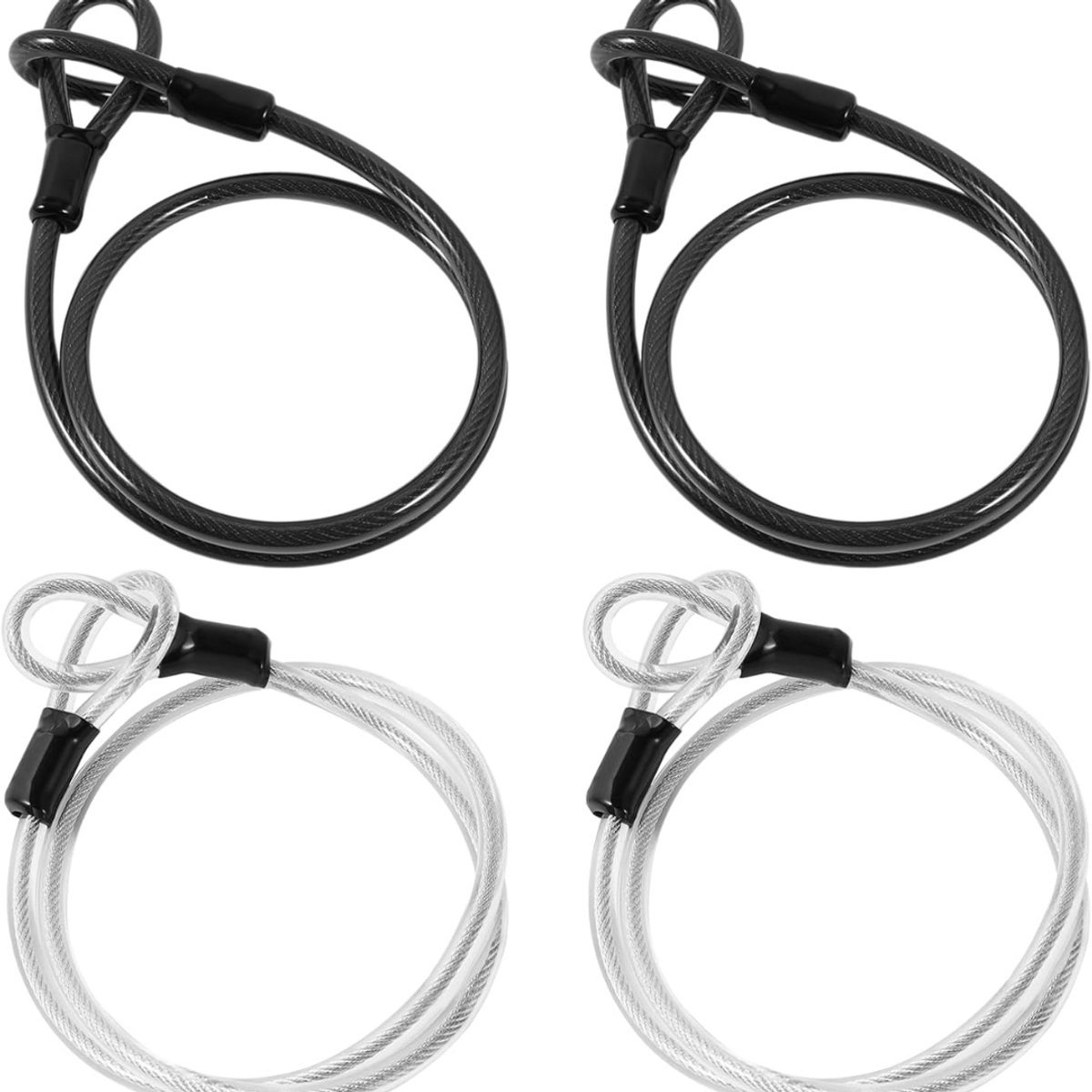 Pakket van 4 lus kabel beveiligingskabels voor op reis en buiten, gemaakt van staal met oogjes. Beveiligingskabelslot met veiligheidskoord en bagageslot. Lichtgewicht dubbele lus slot, 3 mm dik en 40 inch lang.