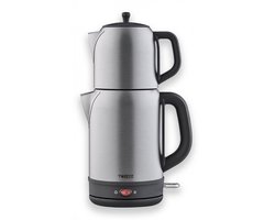 Tobeyz - Elektrische Theepot - Waterkoker - Samowar - 2-in-1 Theemaker - 1,7L/1,0L - 2200W - RVS - Warmhoudfunctie – Turkse theepot - Caydanlik - Theepot Set - Voor Theeliefhebbers