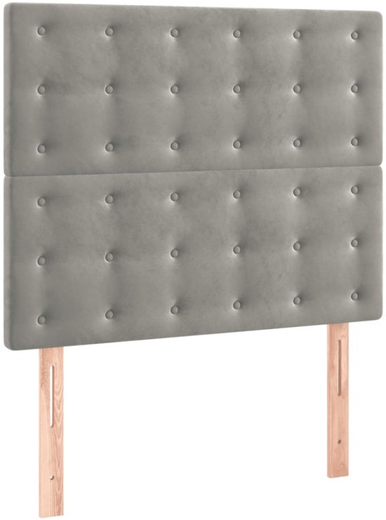vidaXL Boxspring avec matelas Velours Gris clair 90x200 cm - Boxspring - Sommiers - Lit - Meubles de couchage