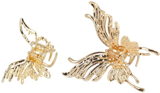 Haarsoires Haarspeld Haarklemmen 6,5cm-7,5cm – Open Vlindervorm – Metaal – Goud – Set van 2 - Haarclip Klem - Hair Claw - voor Opsteken Haar - Hair Clip - Decoratieve Haaraccessoire