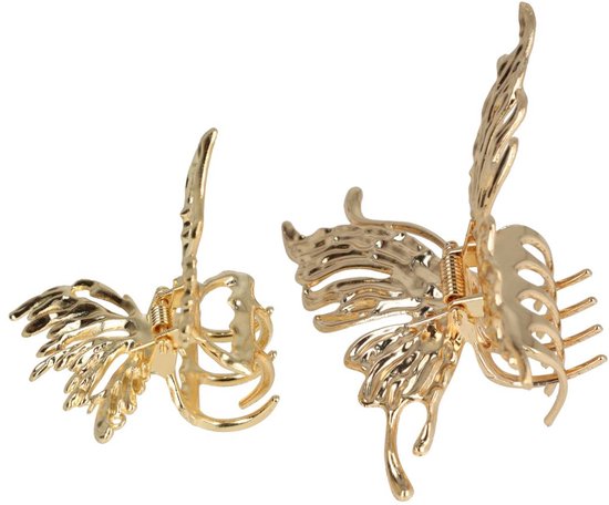Haarsoires Haarspeld Haarklemmen 6,5cm-7,5cm – Open Vlindervorm – Metaal – Goud – Set van 2 - Haarclip Klem - Hair Claw - voor Opsteken Haar - Hair Clip - Decoratieve Haaraccessoire