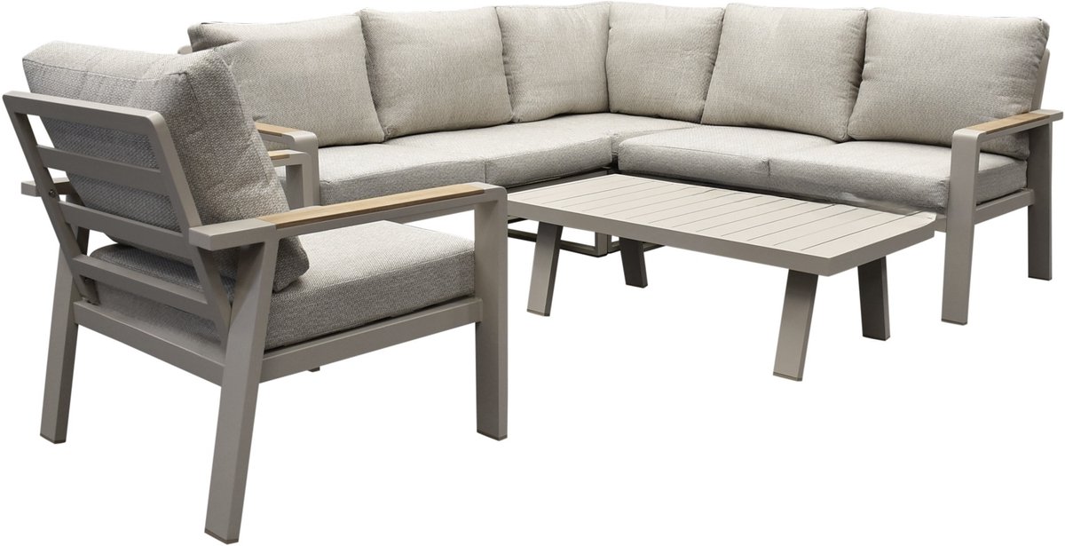 Lola hoek loungeset 5-delig aluminium zand latte