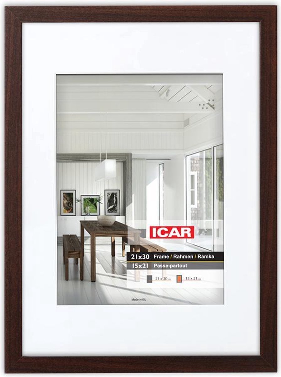 Icar Houten Passe-Partout Fotolijst Expo 2 Zwart 18x24 cm (13x18 cm) Bruin