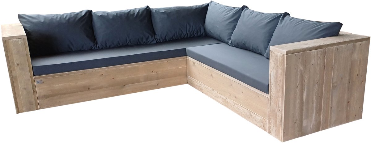 Wood4you - Loungeset 2 steigerhout - incl Plof kussens - 200cm - 230cm (L-vorm)