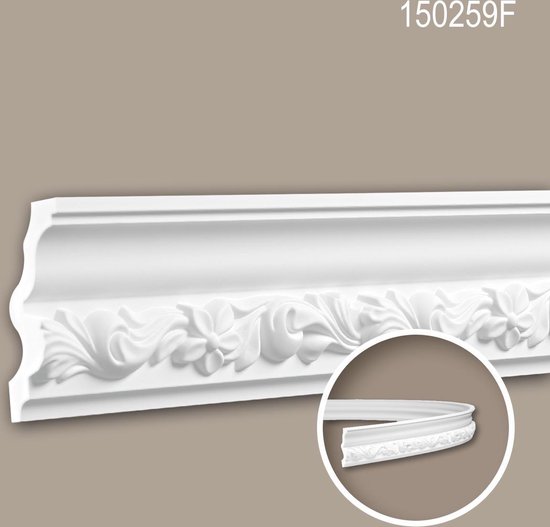 Corniche 150259F Profhome Moulure décorative flexible style Rococo-Baroque blanc 2 m