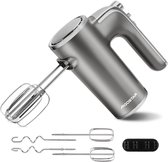 Bol.com Aigostar Adela 30XMK -Handmixer met Opbergstandaard - 5 Snelheden - Mixer Turbo - Incl. Kloppers Deeghaken - RVS - 400W aanbieding