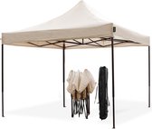 Bol.com LifeGoods Partytent - Opvouwbaar - 3x3 m - Easy Up - Paviljoen - Waterdicht - Draagtas met Wieltjes - Beige aanbieding