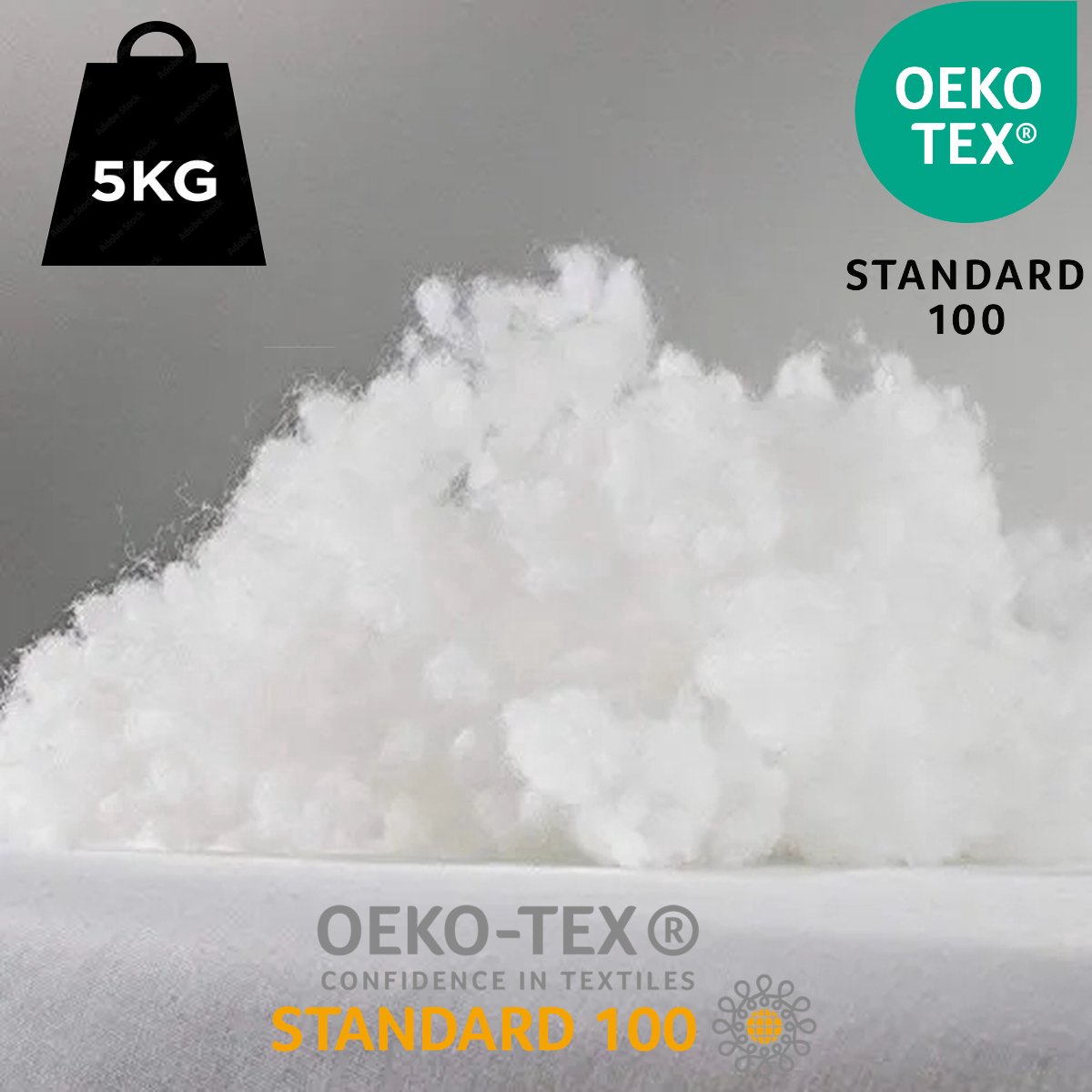 5KG Kussenvulling - Holle Polyester Vezel ( Gesiliconiseerd ) - 100% Gerecyclede Polyestervezel - Vulling / opvulmateriaal voor Kussens, Knuffels, Meubelstukken etc.