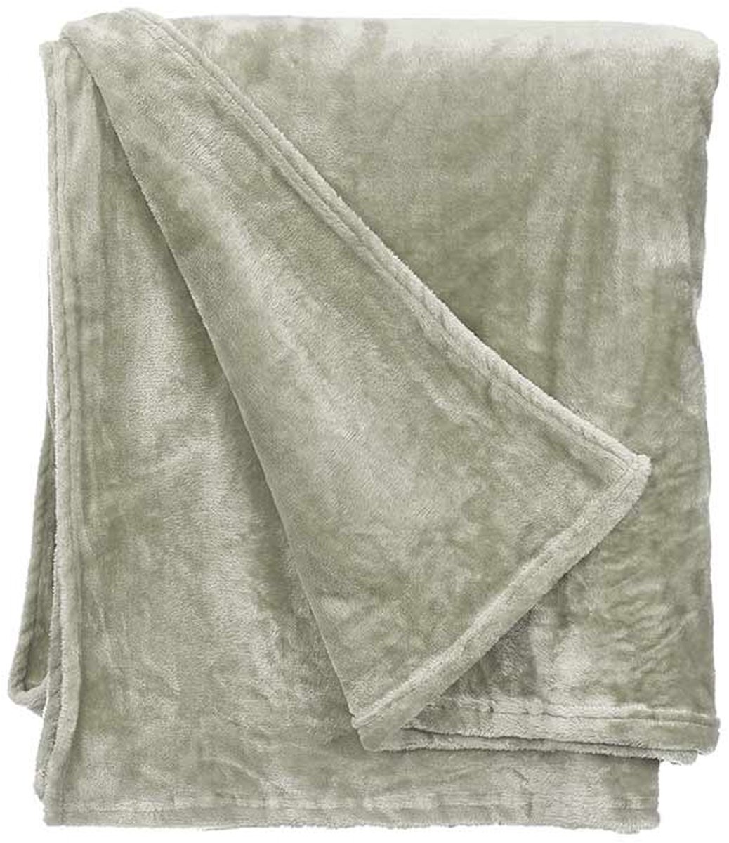 Giftdecor Fleece deken/plaid - groen - polyester - XL-formaat - 180 x 220 cm - Fluffy/zachte stof