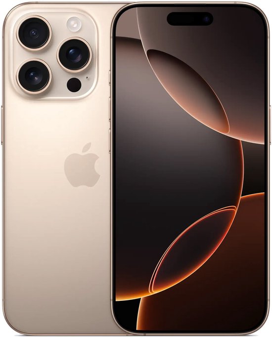 Apple iPhone 16 Pro 512GB Desert Titanium – 48MP camera, A18-chip, lange batterij, sterk Ceramic Shield glas