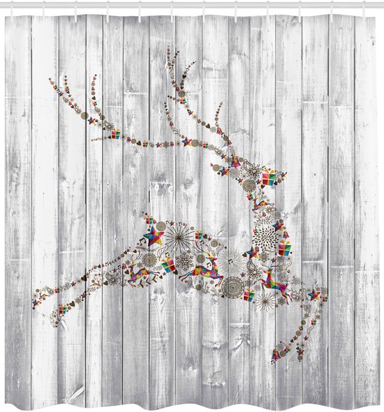 New lit, cerfs Noël Animaux , rideau de douche, Set de Decor de salle de bain avec crochets, 175 cm l 220 cm L
