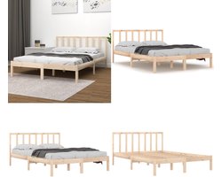 vidaXL Bedframe massief grenenhout 120x190 cm - Bedframe - Bedframes - Bed - Bedbodem