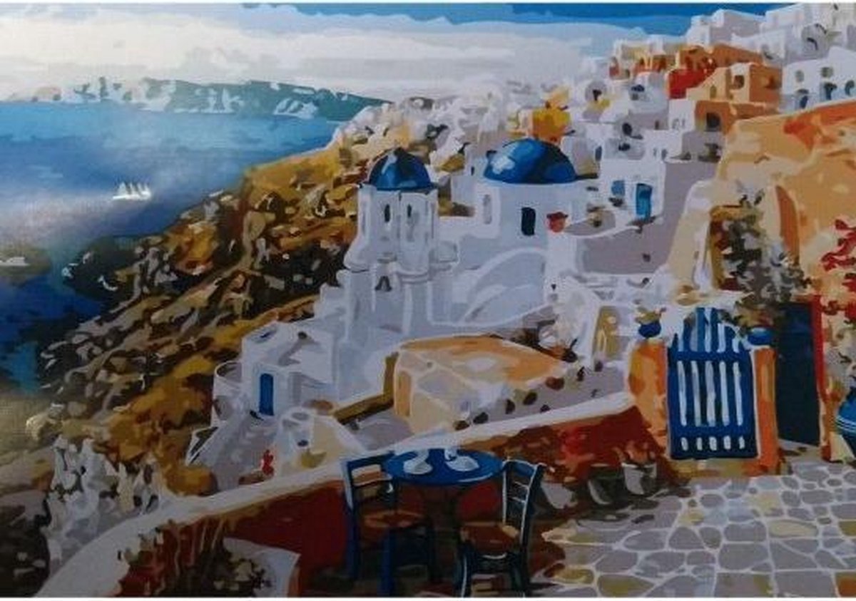 Schilderenopnummers.com® - Schilderen op nummer volwassenen - Griekse kust - 50x40 cm
