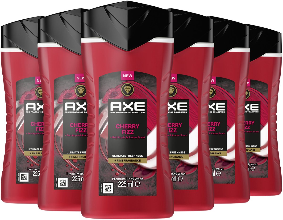 AXE Fine Fragrance Collection Douchegel - Cherry Fizz - 6 x 225 ml - Voordeelverpakking