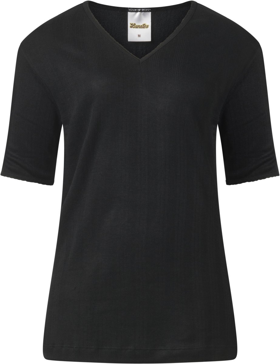 Lunatex - dames thermo T-shirt korte mouw - zwart - maat M