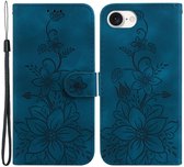 Étui Coverup - Adapté à iPhone 16 - Étui Coverup Fleurs Book - Blauw