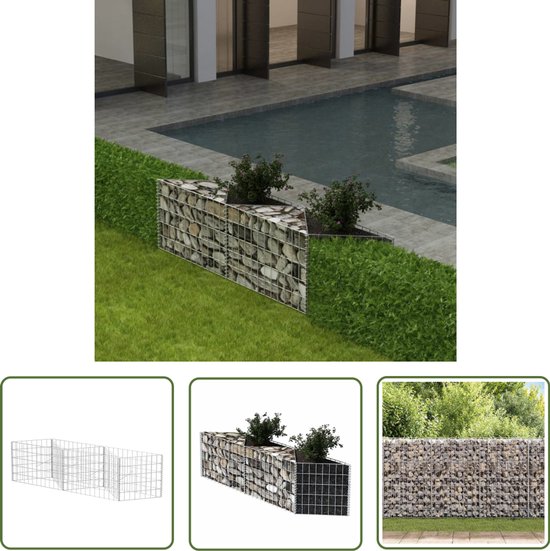 Gabion panier en maille The Living Store - 120 x 30 x 50 cm - Argent - Solide et durable