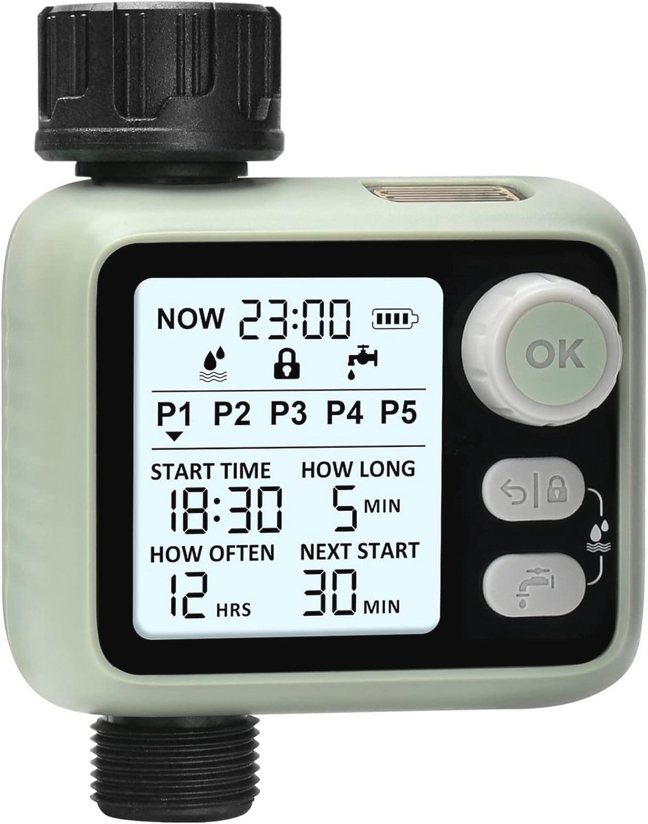 Automatische Irrigatietimer met 5 Programma's en Regen Detectie - Waterdicht en Kindvriendelijk