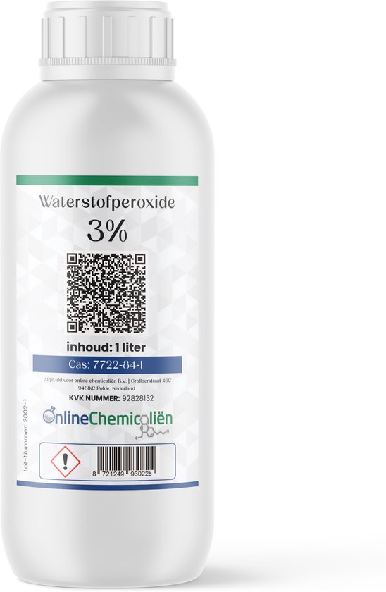 Online chemicalien – Waterstofperoxide – 3% – 1 Liter – Zuurstofwater – Ontsmetten en Huishoudelijk