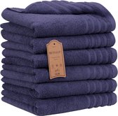 Bol.com Betully® Leiroy - Handdoeken 50 x 100 cm - set van 6 - Hotelkwaliteit – Zware kwaliteit 500 g/m2 Blauw aanbieding