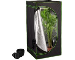 kweektent - 120 x 60 x 60 cm - reflectiefolie binnenin - verduisterend - zwart-groen
