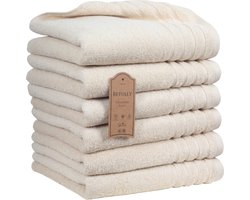 Betully ® Magnee - Handdoeken 50 x 100 cm - set van 6 - Hotelkwaliteit – Zware kwaliteit 500 g/m2 Natuur Creme
