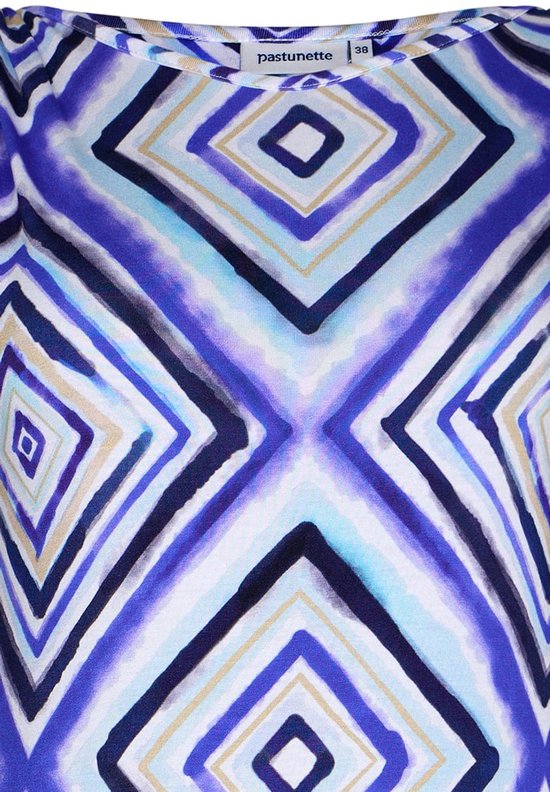 Robe Pastunette Aquarelle Carré - Viscose - Blauw - Taille 38