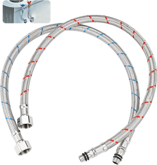 Tuyau Flexible Robinet Lot 2 Tuyaux Raccordement Acier Inoxydable G3/8 X M10 - 80cm Flexible - Pour Robinet Cuisine/salle Bain Tuyaux Haute Pression 80cm