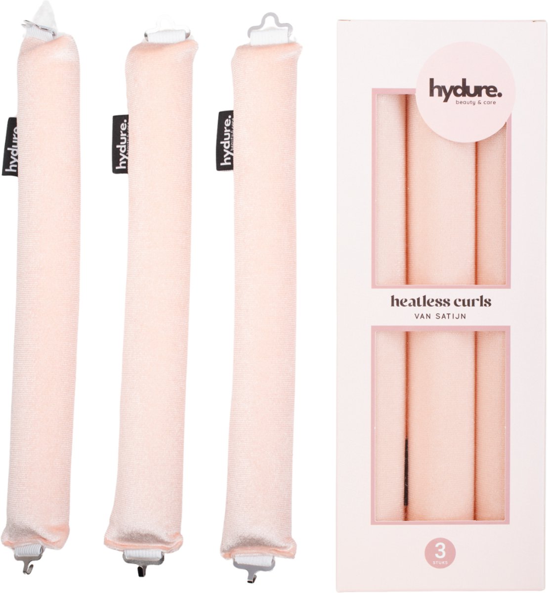Hydure Heatless Curls - Geborsteld Satijn - voor Volumineuze Krullen - Alternatief voor Krultang & Krulspelden Rollers - Haar Rollers - Set van 3 - Roze