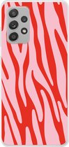 Telefoonhoesje Geschikt voor Samsung Galaxy A53 hoesje - Zebraprint - Roze - Rood - Dierenprint - Siliconen Telefoonhoesje Telefoonhoesje