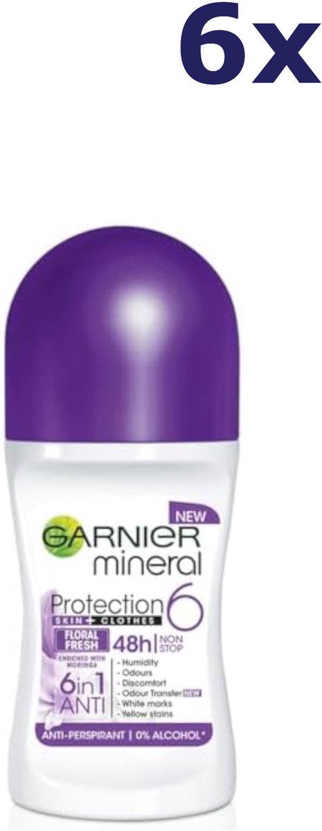 6x Garnier Roll On 50ml For Women Floral Fresh deodorant