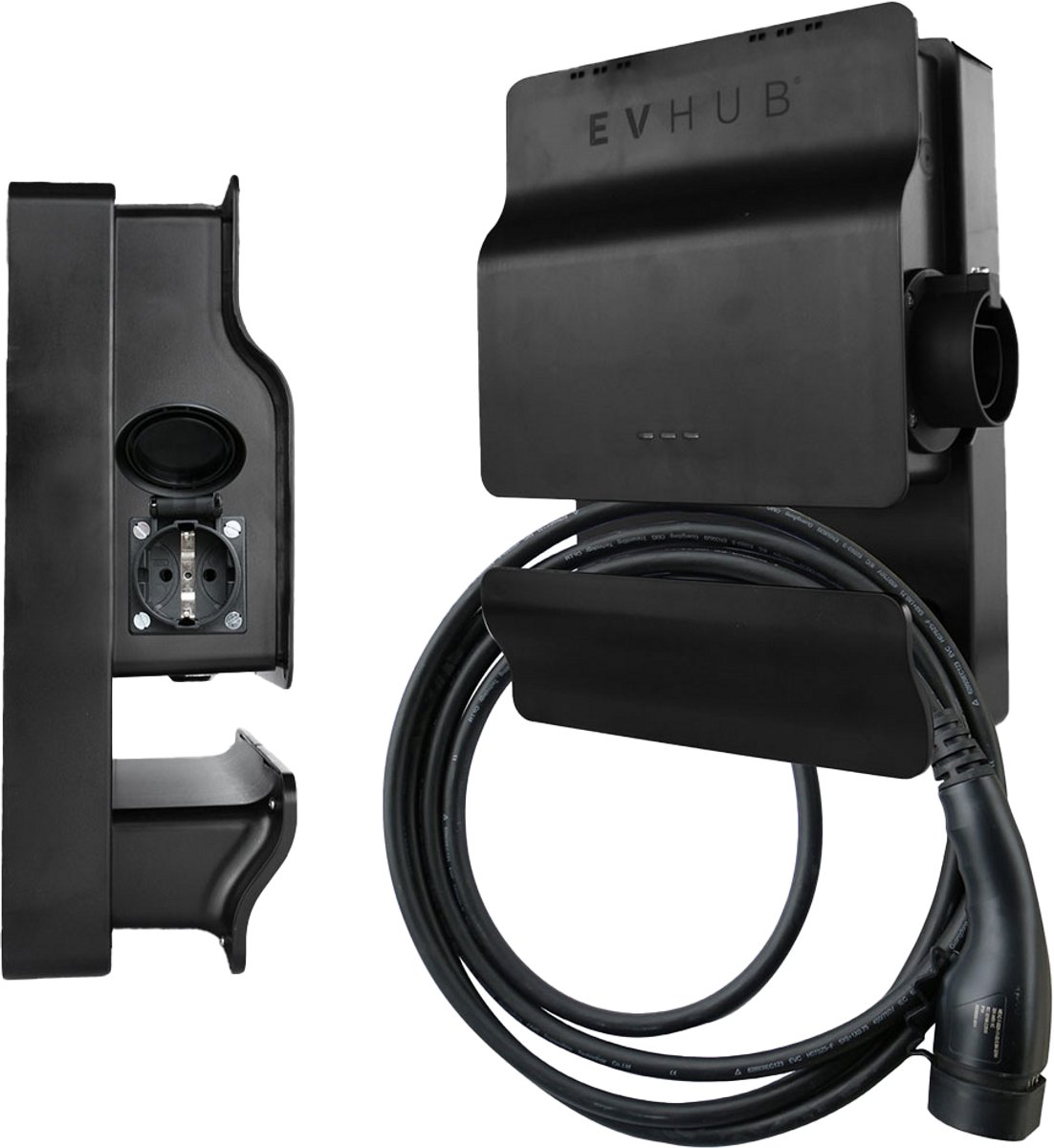 Krachtige EVHUB Type 2 Laadpaal met 12m Zwarte Kabel