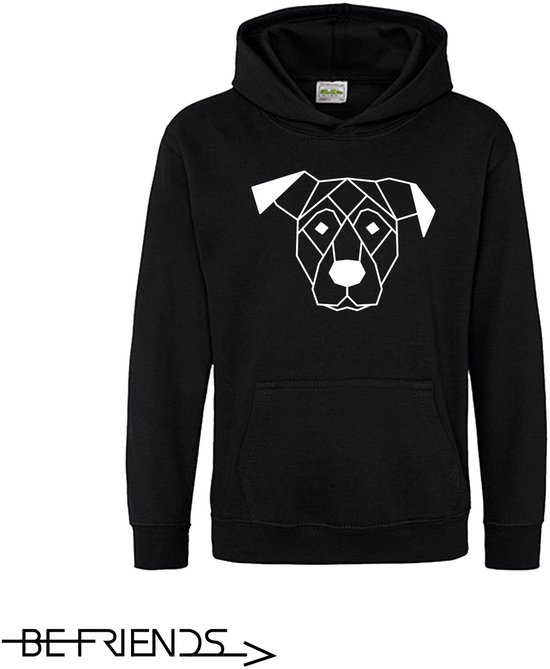 Sweat à capuche Be Friends - Chien - Enfants - Zwart - Taille 12-13 ans