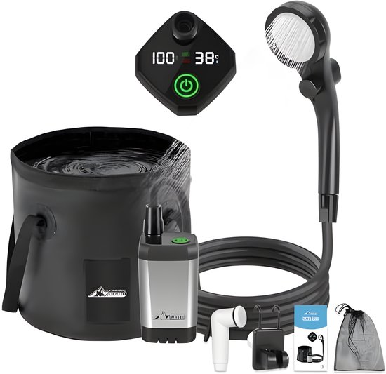 Draagbare Camping Douche Pomp 6000mAh Oplaadbare Camping Douche Met Intelligent Led Display Waterdichte Douche Kit