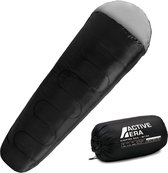 Active Era Premium Lente/Zomer Slaapzak – 150GSM Vulling en 800g Ultralicht – Mummieslaapzak 2 Seizoenen voor Kamperen, Hiken, Buiten - Zwart