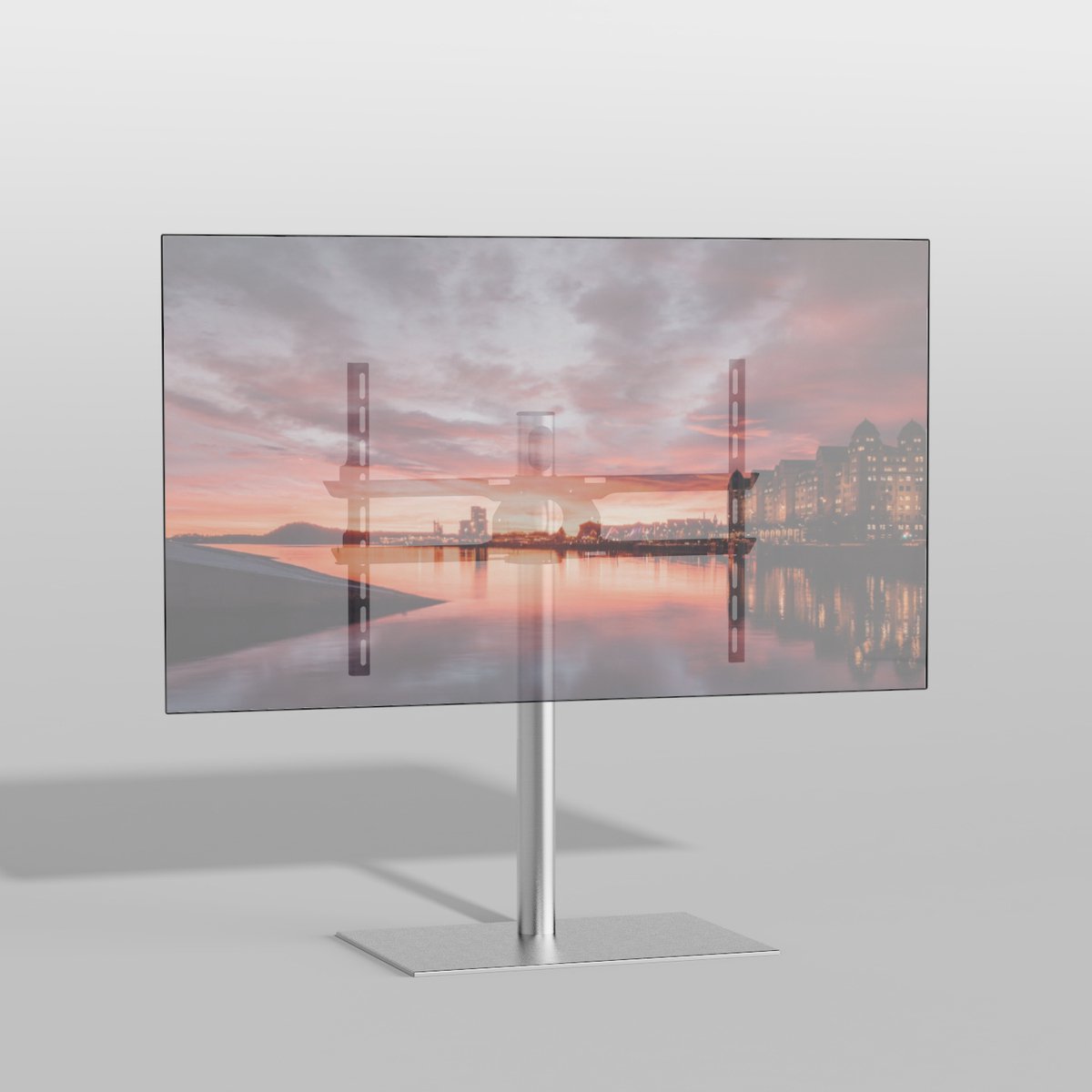 TV vloerstatief SQUARE 80 Design Tv standaard Trendy geborsteld RVS 32-65” - VESA 600x400