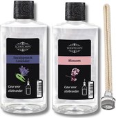 Scentchips Eucalyptus lavendel + Blossom + Lont - Geurolie Voor Oliebrander Set van 2 - Inclusief Geurlont - Parfum Olie - Geurolie Voor Lampenolie - Geurlamp Olie - 475ml x 2