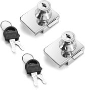 2-Pack Dubbel-Open Glazen Deur Vitrinekast Vitrinekast Veiligheidsslot, Geschikt voor 5 - 8mm Glazen Deur, Aparte Sleutel , Zinklegering, dubbele glazen deur locker slot -Stijl A