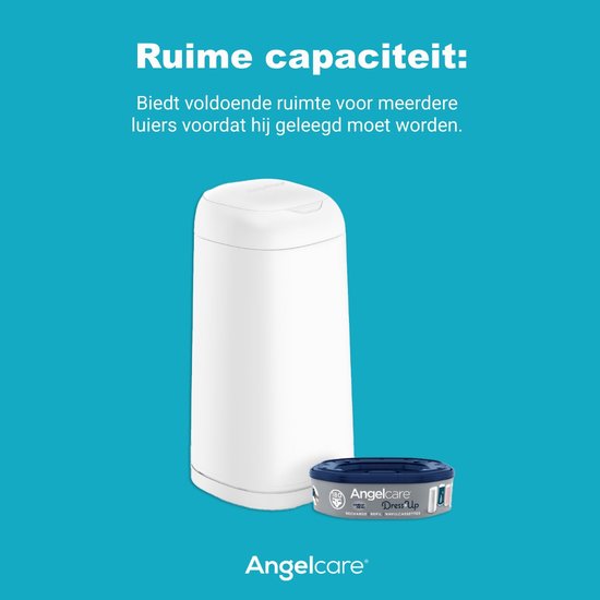 Angelcare Dress Up - Wit Luieremmer - Met OdourSeal™ Technologie & Navulcassette - Personaliseerbaar met Hoezen