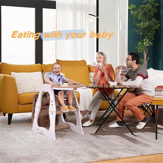 3-in-1 hoge babystoel, babystoel met 3 hoogteverstelbare rugleuning, kinderstoel met afneembaar dienblad, zitkussen en voetensteun, babystoel vanaf 6 maanden van Merkloos — afbeelding 5