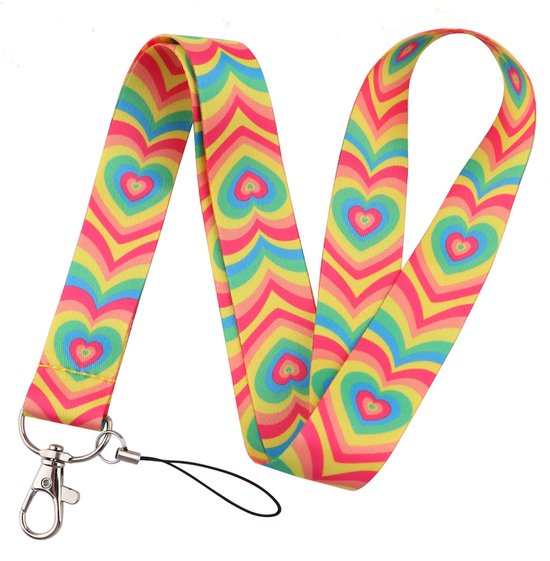 Foto: Travel cords keycord retro hartjes multicolor stevig lanyard sleutelhanger sleutelkoord met telefoonkoord sleutels