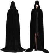 Somstyle Cape met Capuchon - 175 CM - Verkleedkleding Dames & Heren - Maat XL - Mantel met Muts - Kostuum - Zwart