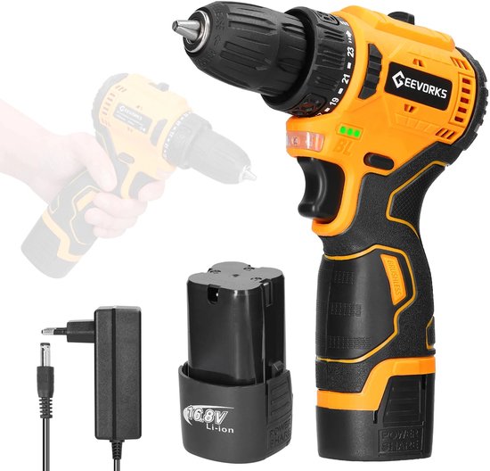 Boorschroevendraaier Accu 20 V, Accuschroevendraaier Max 42 Nm 2 Snelheden Accu Boormachine Led Compatibel Met Makita Accus 25 1 Paar 2000 Mah Accu Boorhouder 10 Mm Voor Reparaties En