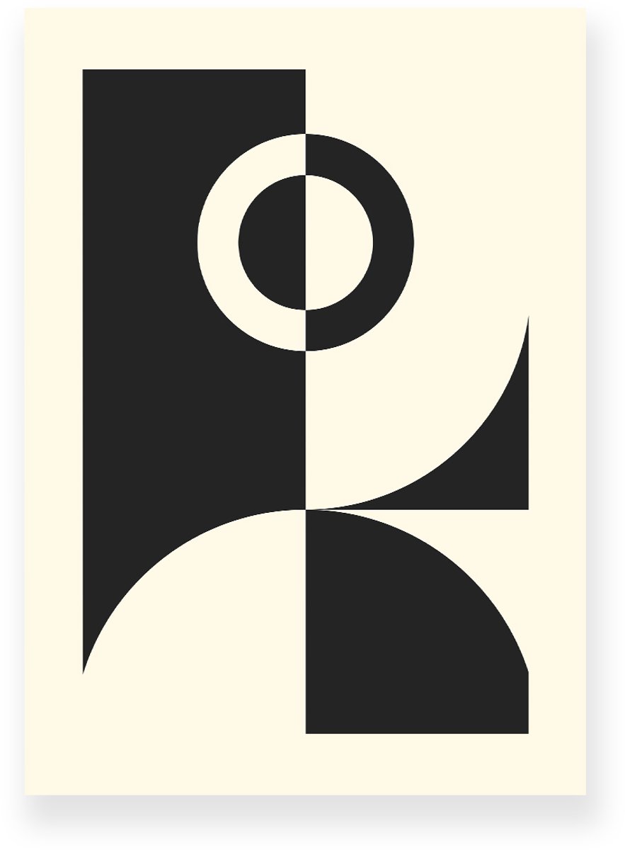 Yisual Poster 20x30 cm - Abstract Design - Zwart - Beige - Abstract - Minimalistisch - Muurdecoratie - Wanddecoratie