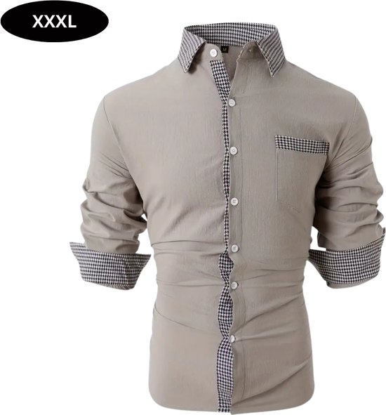 Chemise Nivard pour homme - Adultes - Manches longues - Infroissable - Grijs - Taille XXXL