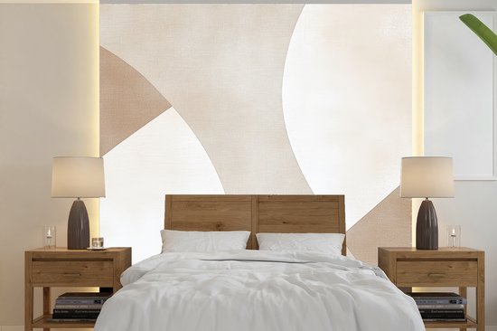Behang - Fotobehang Bruin - Japandi - Abstract - Breedte 240 cm x hoogte 240 cm
