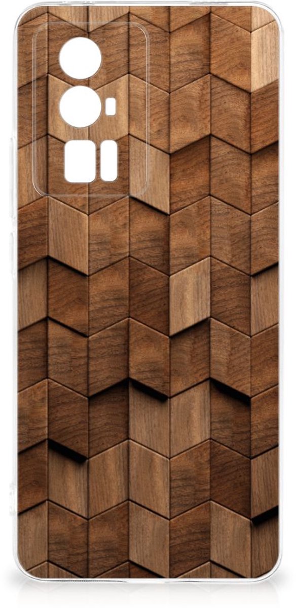 Bumper Hoesje voor Xiaomi Poco F5 Pro Wooden Cubes