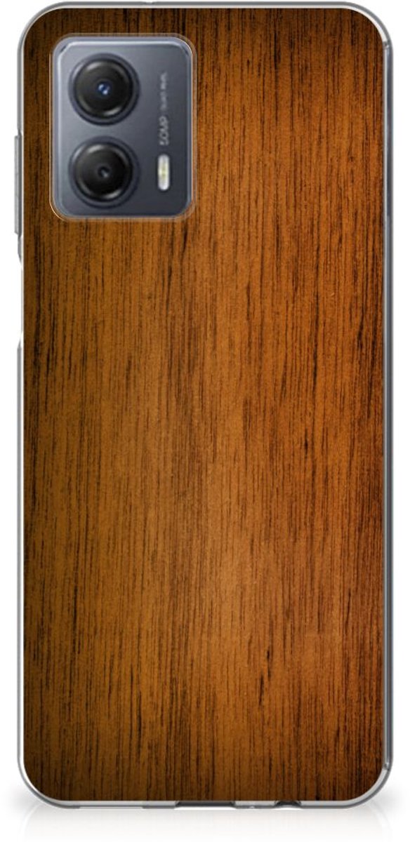 Back Cover voor Motorola Moto G53 Bumper Hoesje Donker Hout